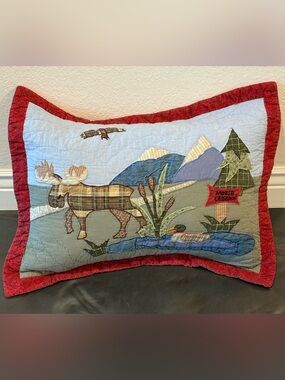 Vintage 1994 Moose Crossing Woodlands Duck Camping Lodge Fishing Pillow Sham